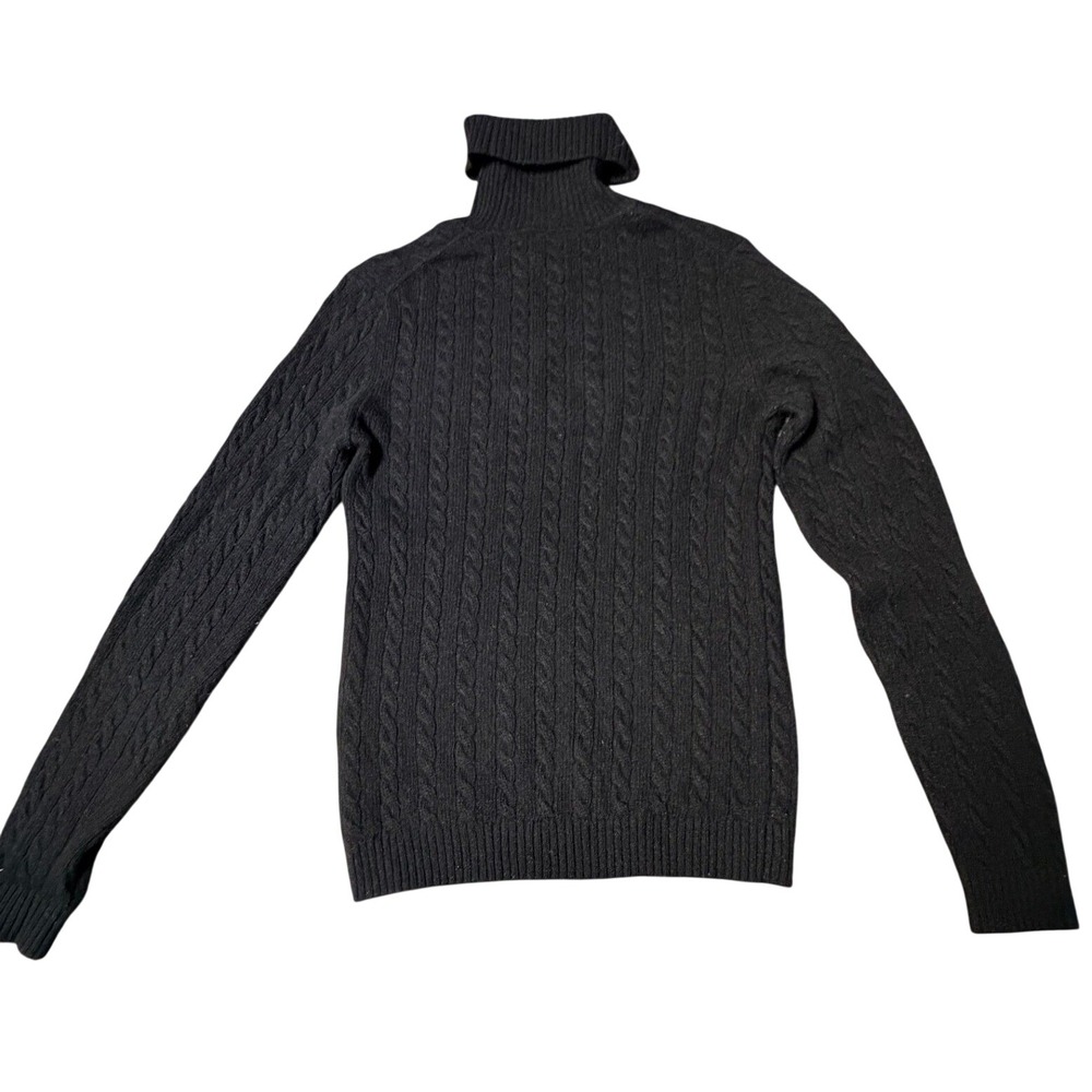 Ann Taylor Turtleneck Sweater Black S 100% Cashmere Cable Knit Soft Fall Classic